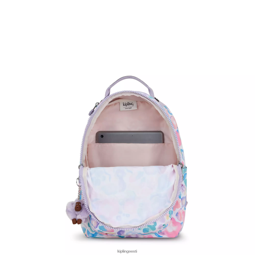 Seouli väikese trükiga tahvelarvuti seljakott Kipling aqua lilled naised 4NF06J349 mood seljakotid